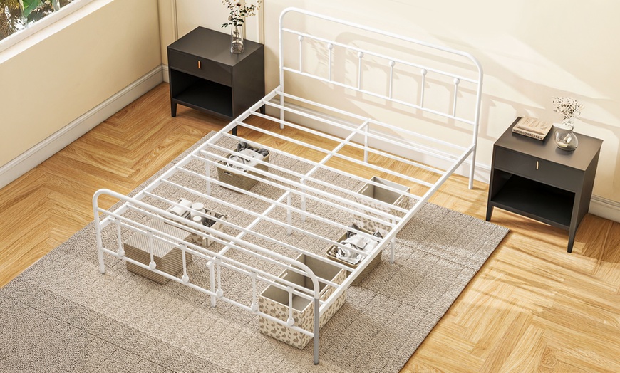Image 23: HomCom Metal Bed Frames in Various Sizes and Colours
