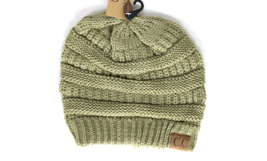 Image 10: Cheveux Corp. Women's Solid Classic CC Beanie 