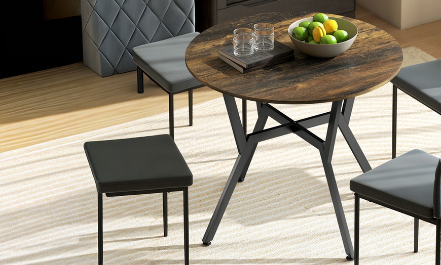 Image 1: Small Kitchen Table with Black Steel Legs, Dining Table
