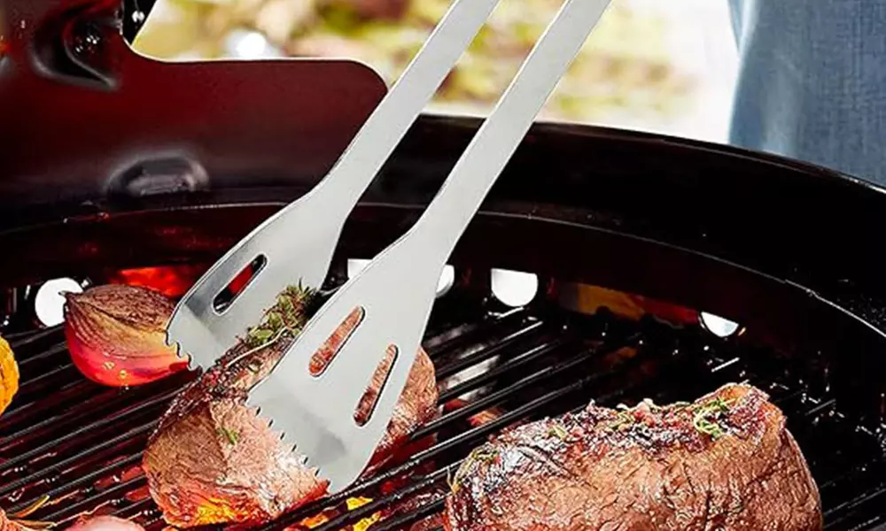 Pinza de cocina de acero inoxidable para barbacoa y sartén