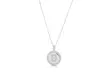 Sterling Silver Crystal Round Disc Initial Pendant Necklace - Second Medium