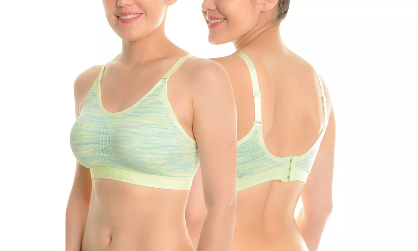 6-Pack Wire-free, Medium-Impact Seamless Sports Bras with Convertible Straps