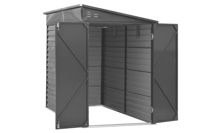 Image 8: Charcoal Black Steel Outdoor Garden Storage Shed
