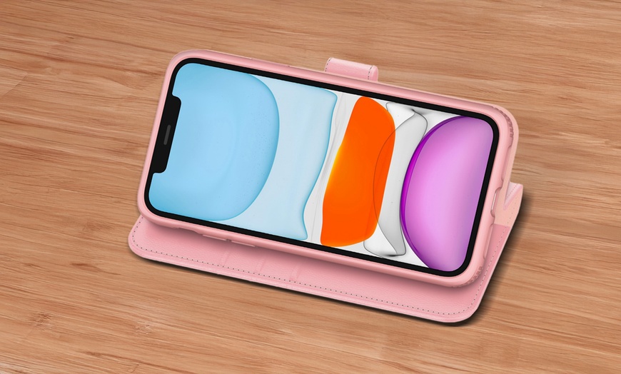 Image 23: Wallet Case for iPhone 11with Card Holder and Stand