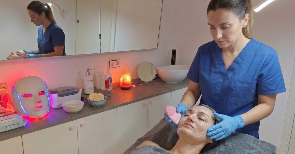 Tratamiento facial con microdermoabrasión y mascarilla LED en Valencia