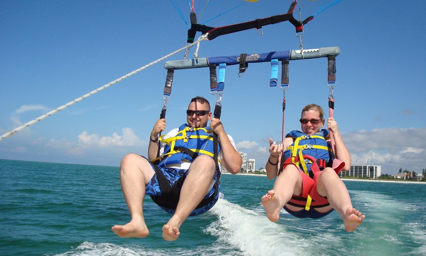 Image 1: 1200-Foot Parasail Flight Experience for Two in Venice Beach