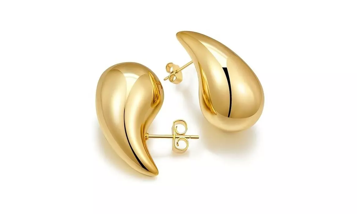 Italian Made 925 Sterling Silver Gold or Silver Chunky Teardrop Earrings