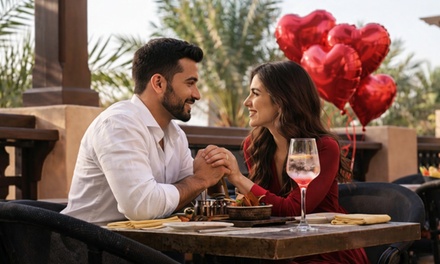 For a couple: Romantic Valentine's 5 Courses Dinner with a glass of Bubbly - Ushna Abu Dhabi @The Souk Qaryat Al Beri
