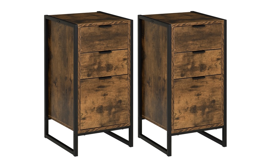 Image 10: HOMCOM Three Drawer Chest of Drawers