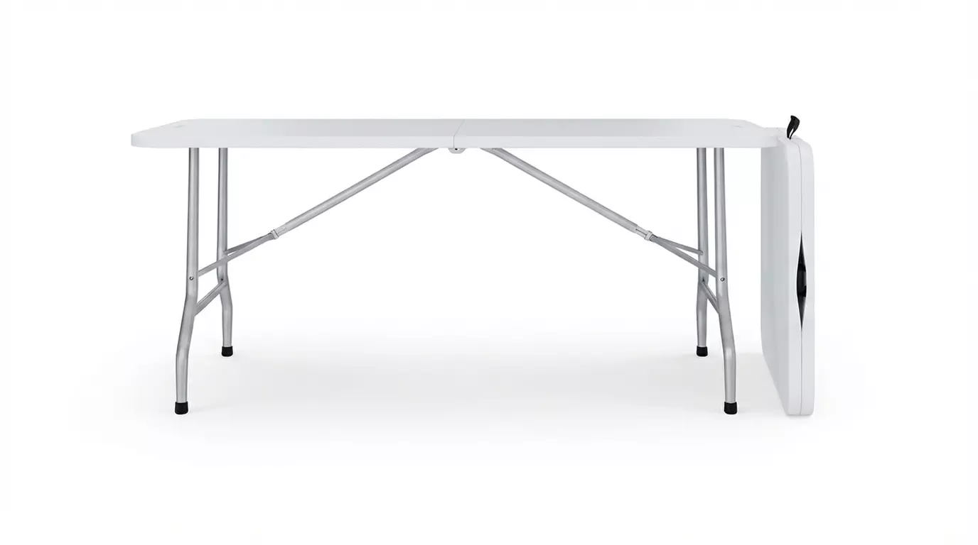 Tavolino pieghevole portatile in resina con struttura in ferro