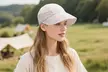Women's UV Protection Sun Hat: Wide Brim Beach Pony Tail Visor Cap - Second Medium