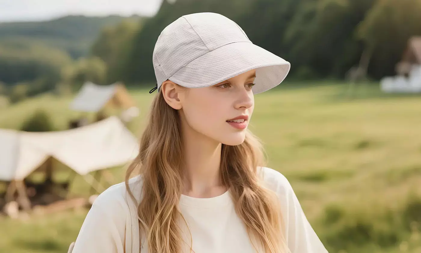 Women's Wide Brim Sun Hat: UV Protection Beach & Outdoor Ponytail Cap