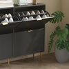 Image 2: HomCom Narrow Shoe Cabinet with Four Flip Drawers