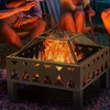 Image 3: Outsunny Outdoor Fire Pit with Screen Cover