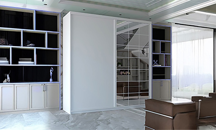 Image 3: Swiss Sliding Wardrobe with Mirrored Door