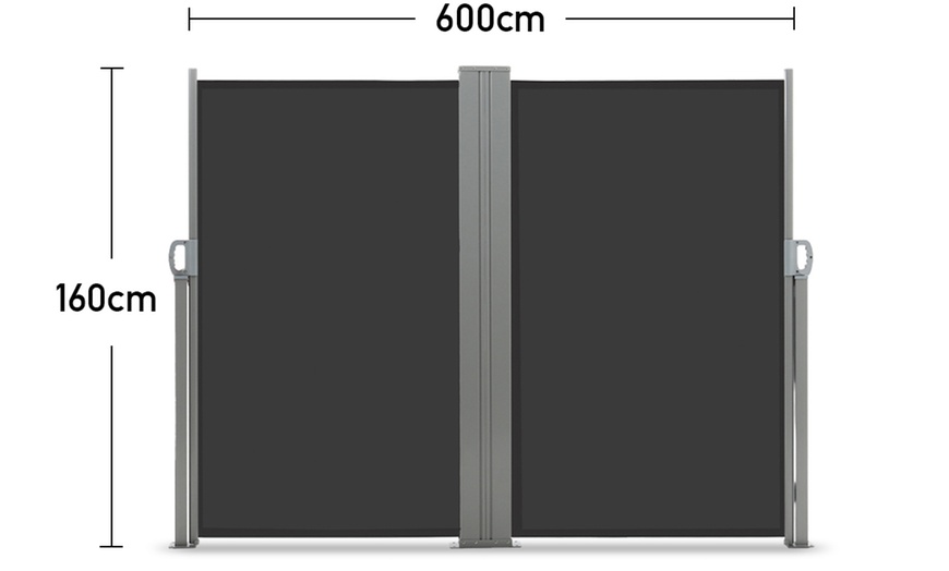 Image 8: Outdoor Retractable Polyester Privacy Two-Side Awning