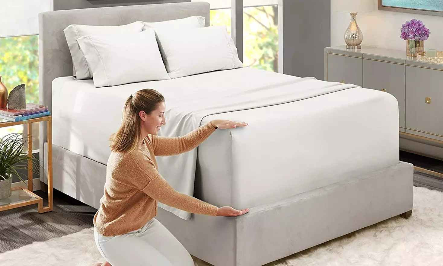 Hearth & Harbor Extra Deep Pocket Sheet Set - Microfiber Bed Sheets - 24" Depth
