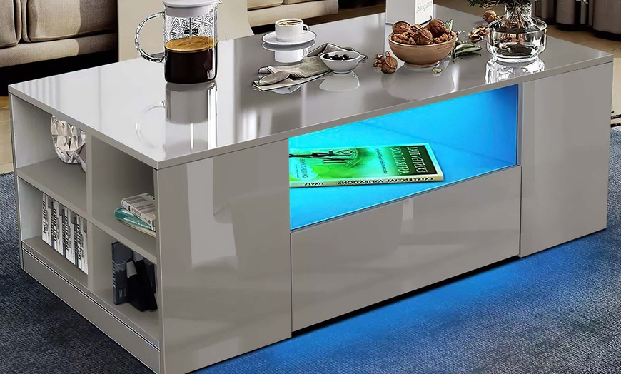 Image 23: High Gloss LED Coffee and Side Table Range