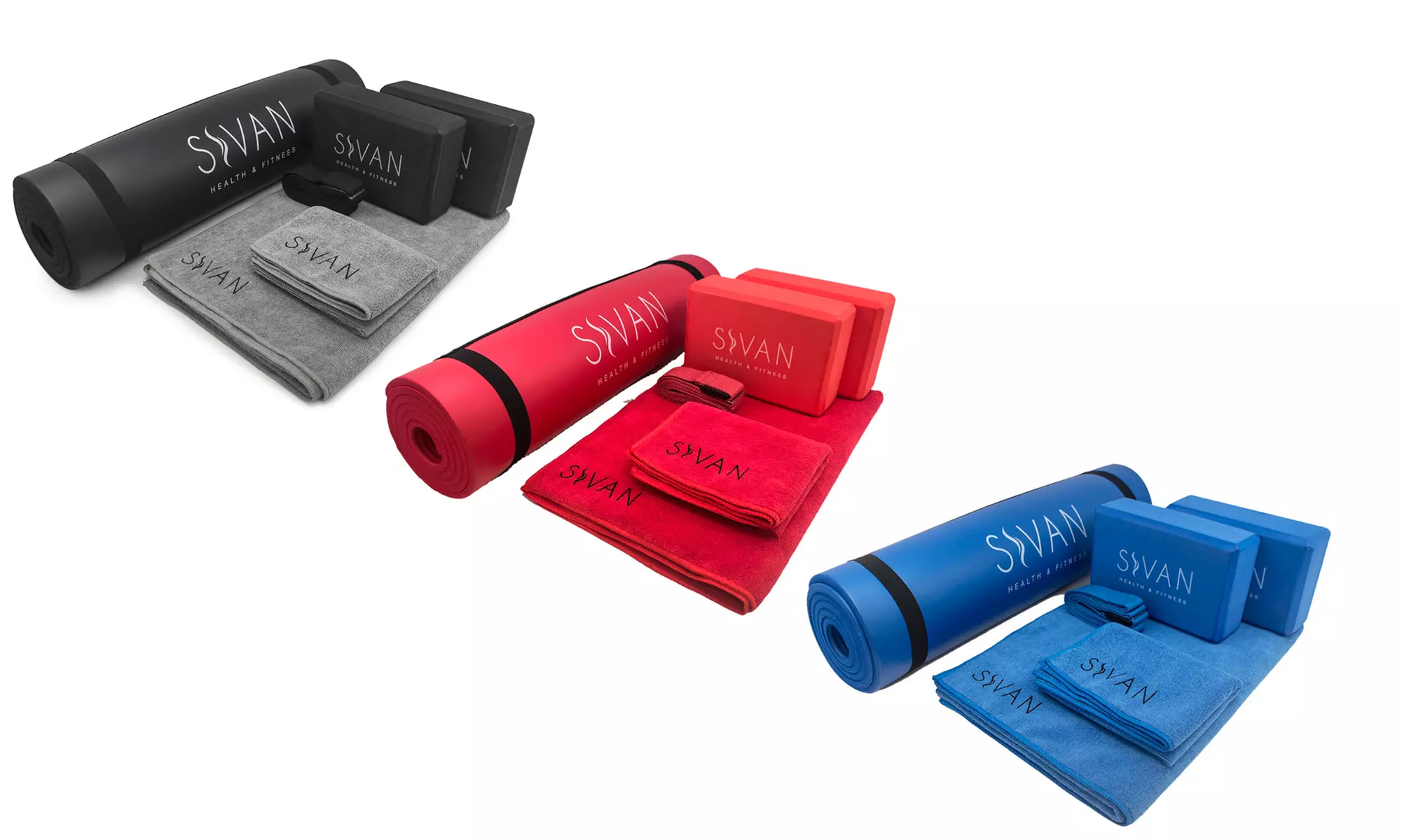 Sivan Health and Fitness Yoga Mat, Towel, and Block Bundle - Primary Image