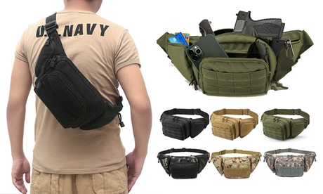 Tactical Fanny Pack Holster Concealed Carry Pistol Pouch Waist Bag Khaki One Size