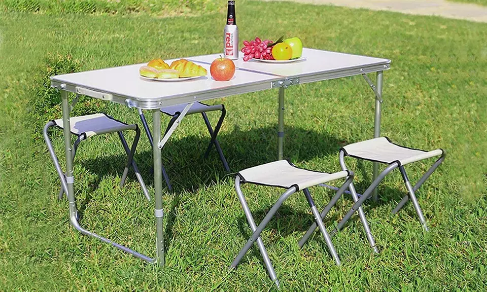 Tavolo pieghevole da picnic con sgabelli Bakaji