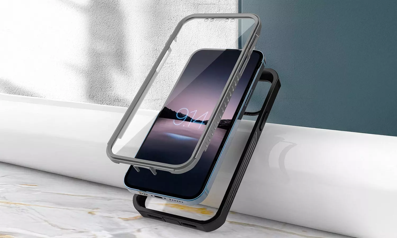 iPhone 13/13 Pro Max Case Built-in Screen Protector Dropproof Clear Cover