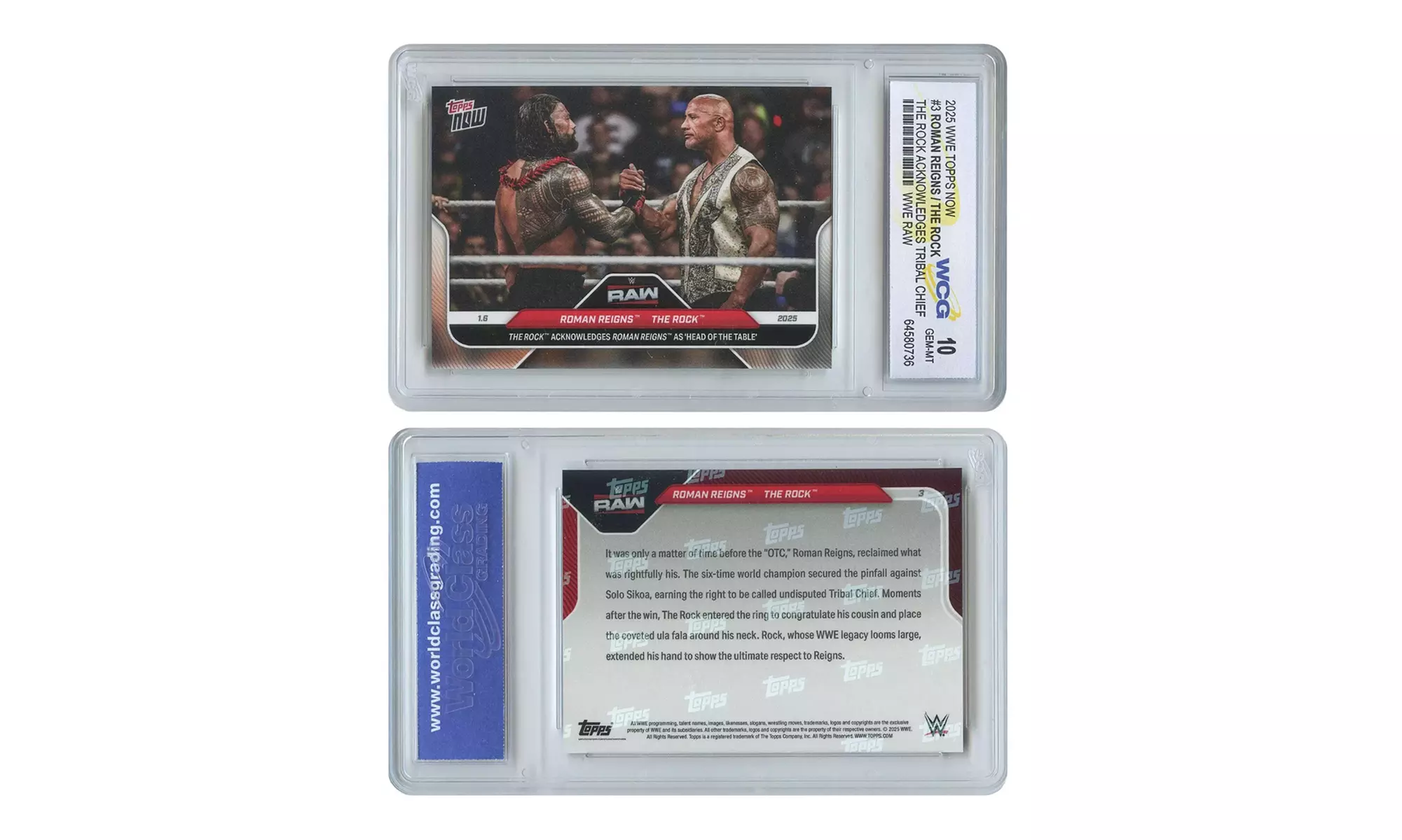 2025 Wwe Topps Now Roman Reigns / the Rock Tribal Chief Card #3 - Gem Mint 10 - Primary Image