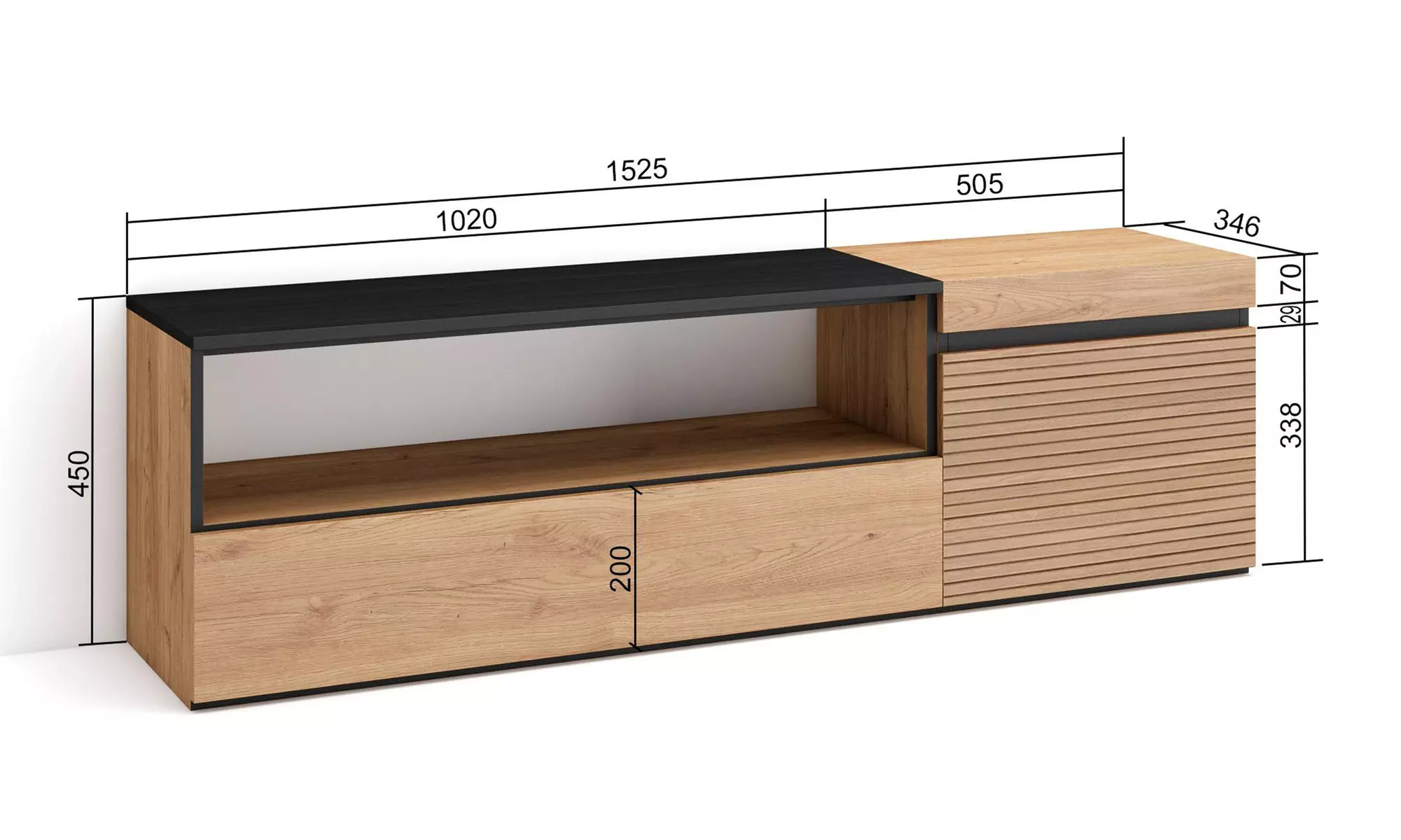 Meuble TV avec ou sans cheminée électrique LED