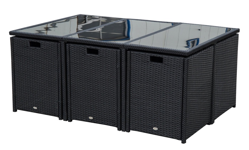 Image 9: 10-Seater Outsunny Rattan Garden Furniture Set with Cushions and Table