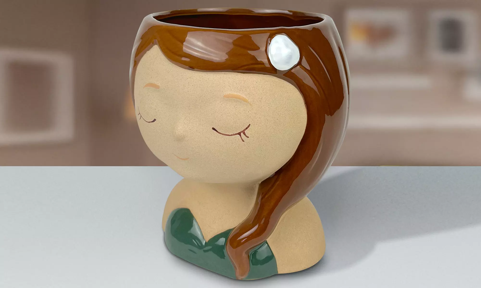 Vaso in ceramica di design con volto