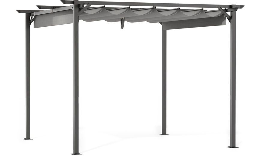 Image 2: Pergola with Retractable Sun Shade Canopy