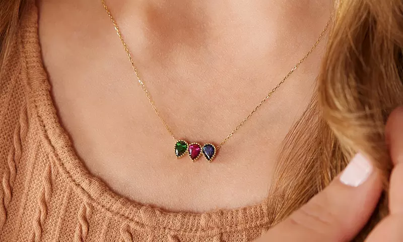 Drop Shape Birthstone Necklace Or Personalized Birthstone Necklace