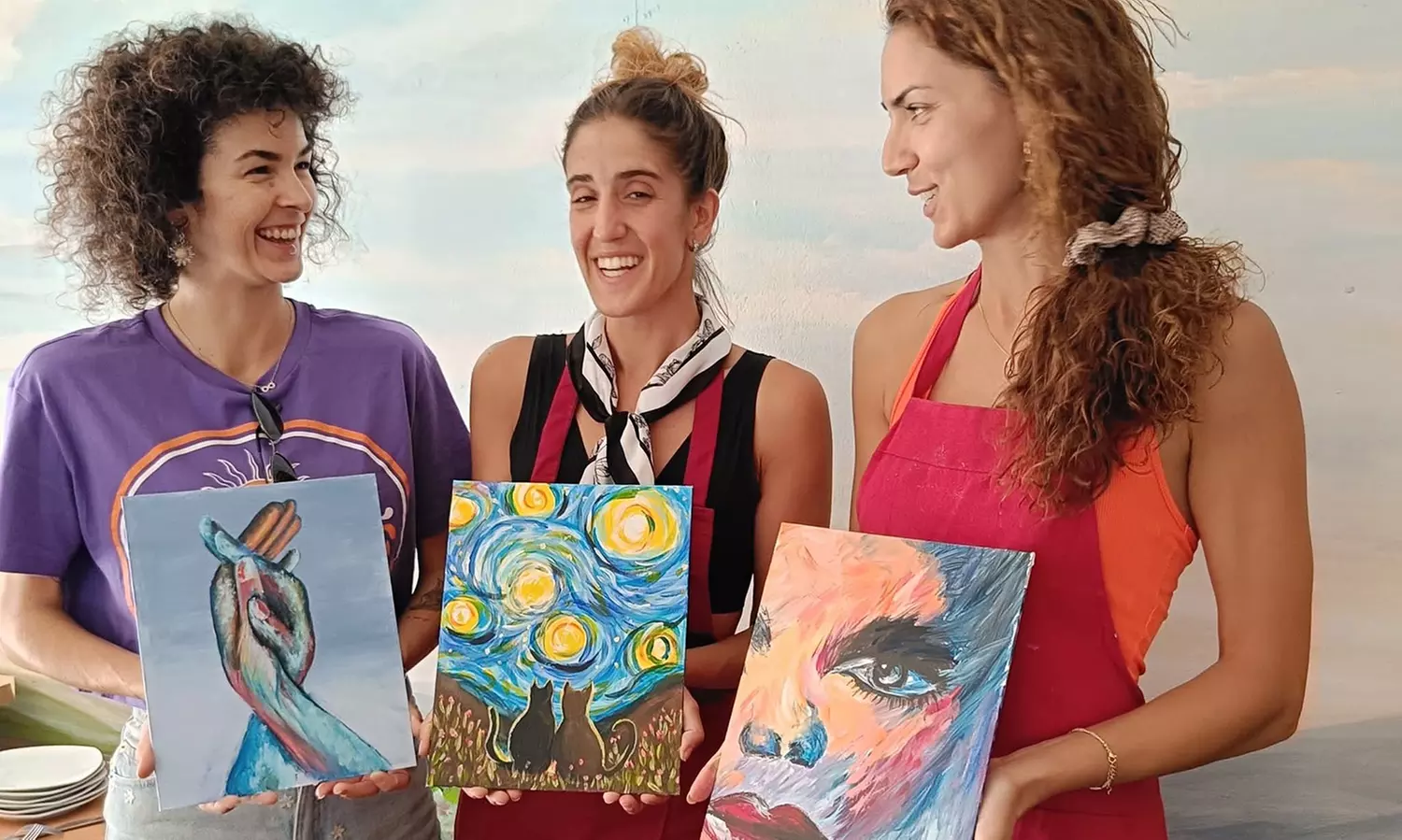 Clase de pintura con pizzas y bebidas para 1 o 2 personas