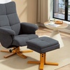 Image 2: HomCom Linen Recliner Chair and Footstool