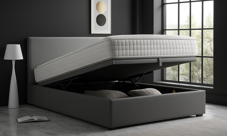 Image 1: Letto contenitore Colisée in similpelle, materasso Empereur opzionale