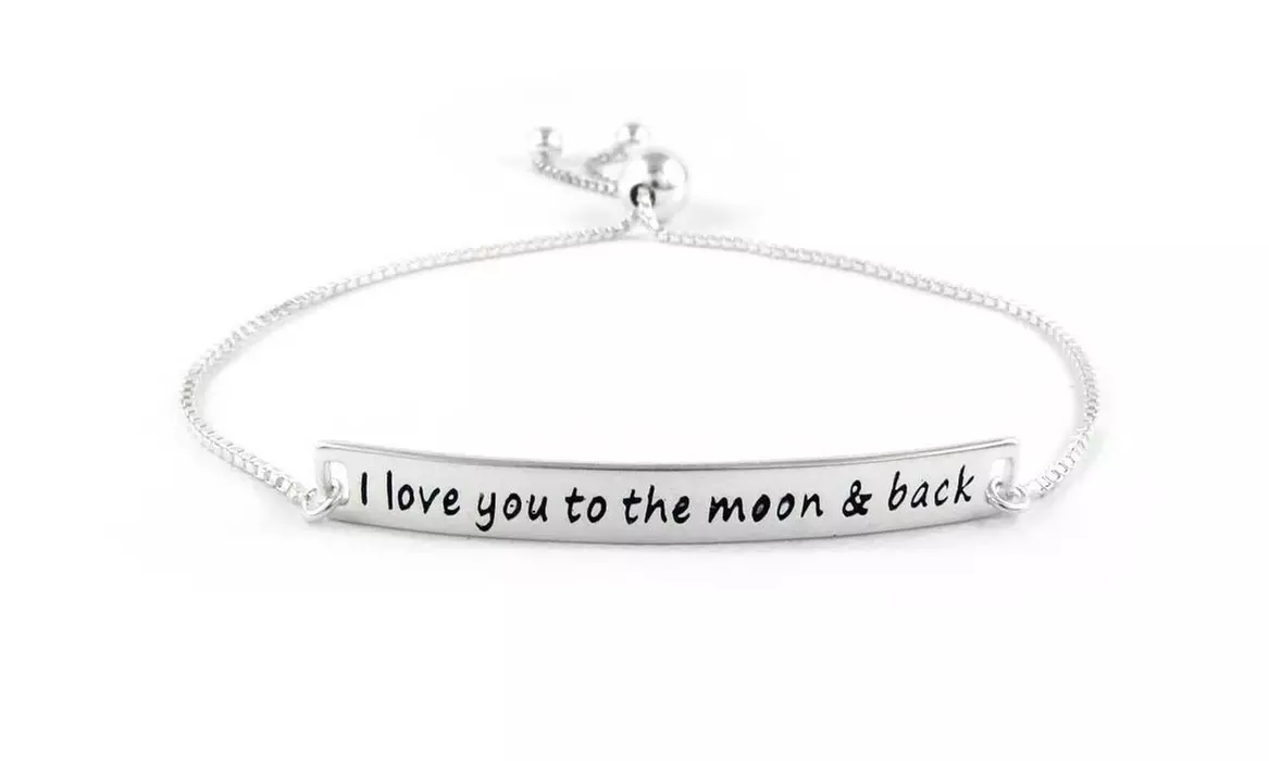 925 Sterling Silver Adjustable Bracelet With Love Engravings - Multiple Options