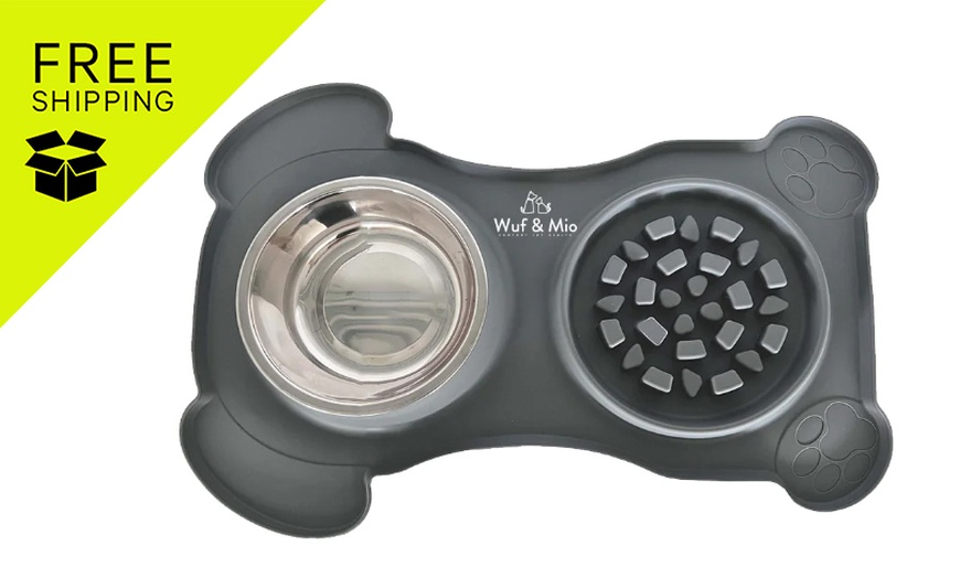 Image 1: Wuf & Mio 2-in-1 Dog Feeding Mat Cover Combo