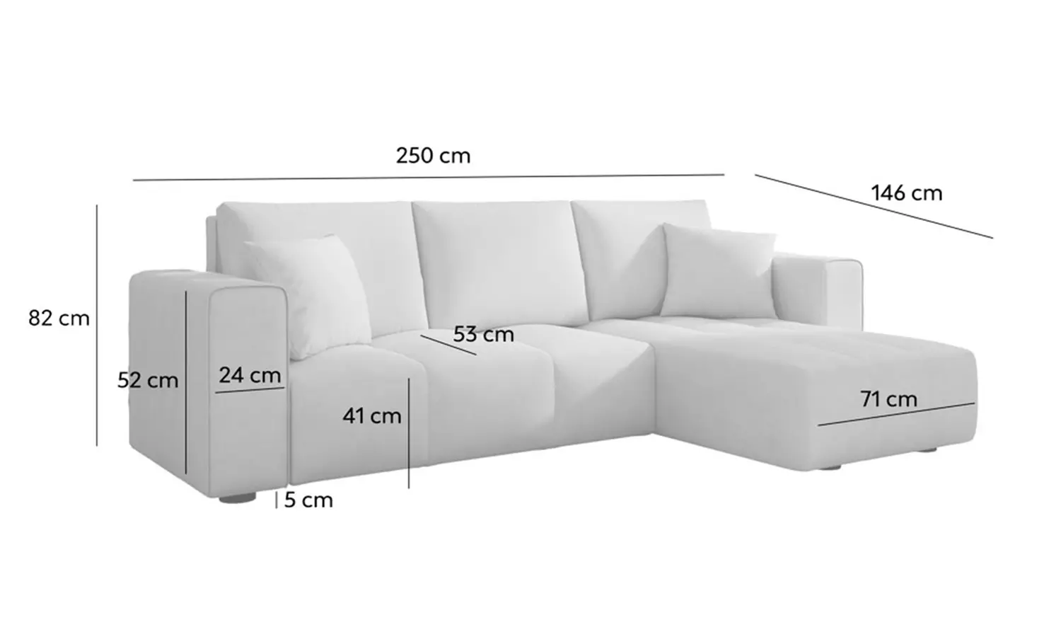 Canapé d'angle convertible 4 places avec coffre, Worthing, Kocoon