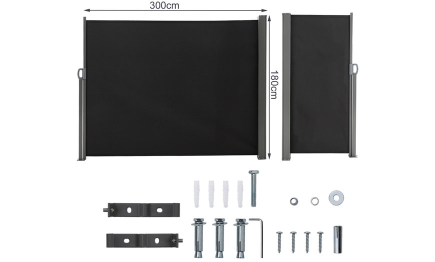 Image 13: Retractable Polyester One-Side Awning with Iron or Plastic Handle