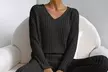 Women's Two-Piece Long Sleeve Ribbed Knit Lounge Pajama Sets - Second Medium