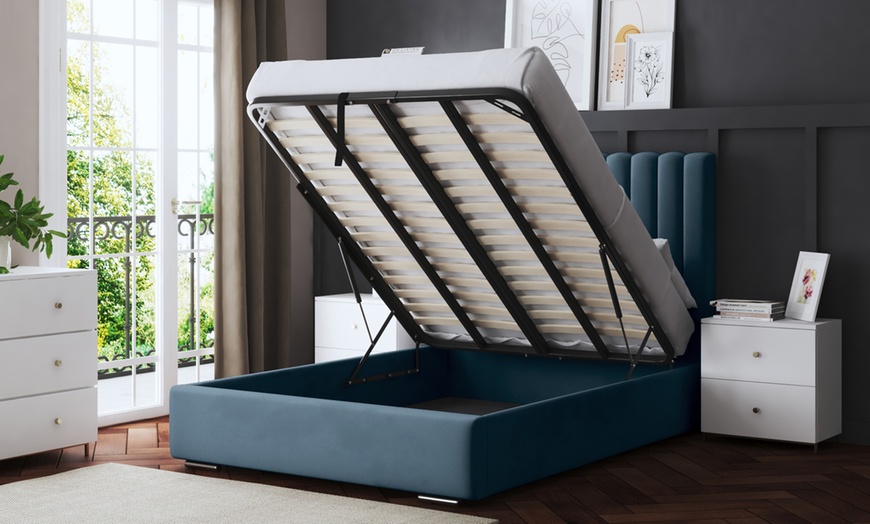 Image 21: Evangeline Panel Bed with Optional Ottoman Gas Lift Storage