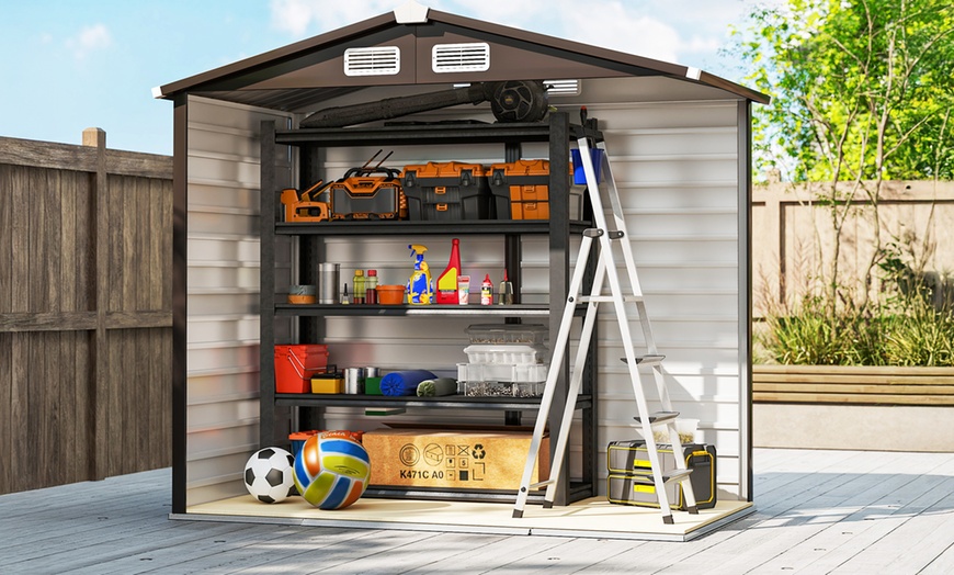 Image 4: Outsunny 7ft x 4ft Metal Shed with Lock