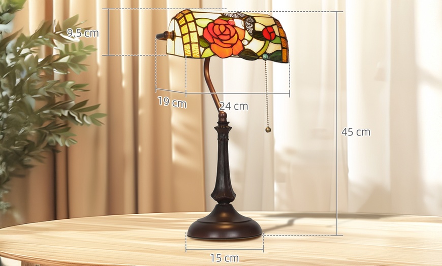 Image 4: HOMCOM Tiffany-Style Stained Glass Table Lamps