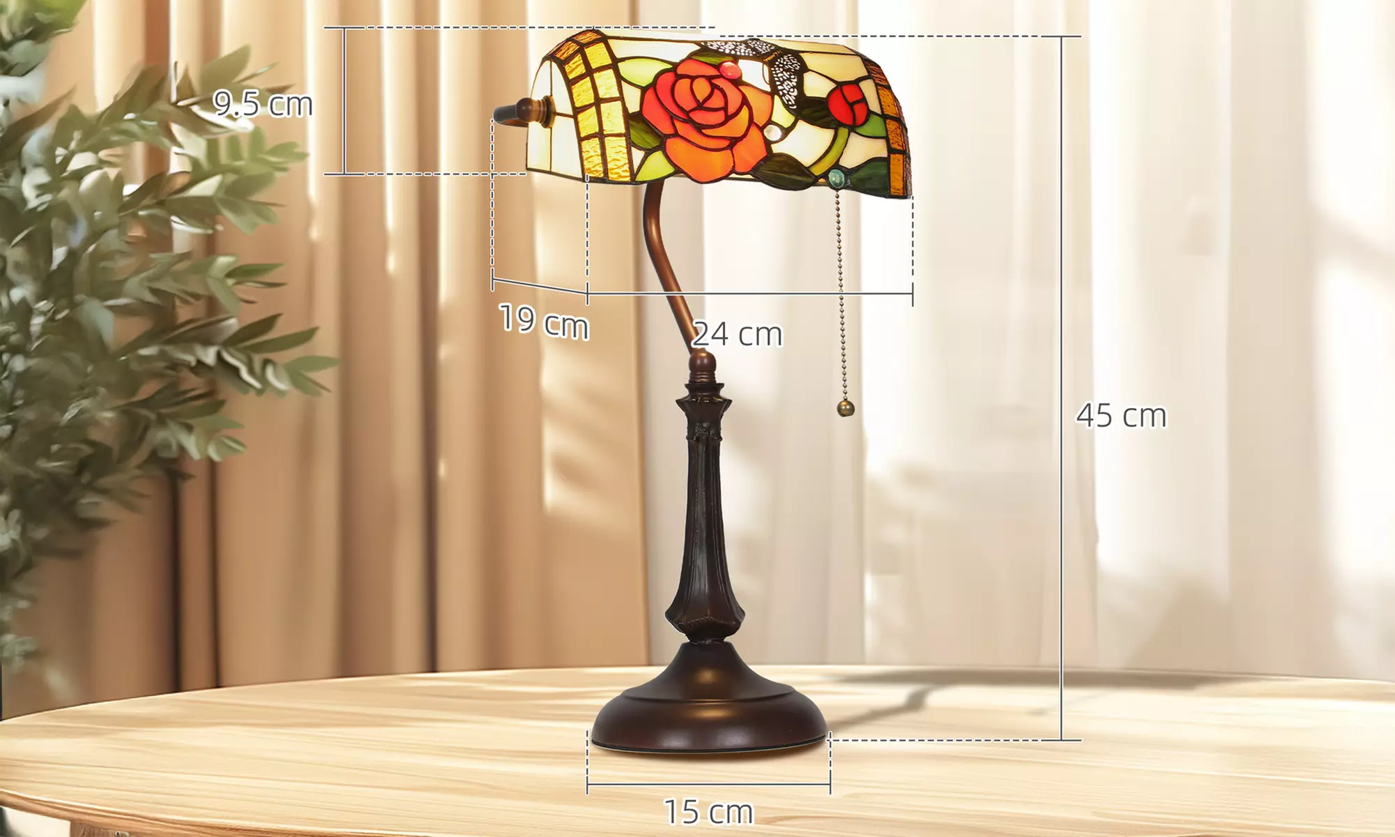 HOMCOM Tiffany-Style Stained Glass Table Lamps