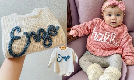Personalized Embroidery Baby Sweater x1; Shipping not Included - Justyling