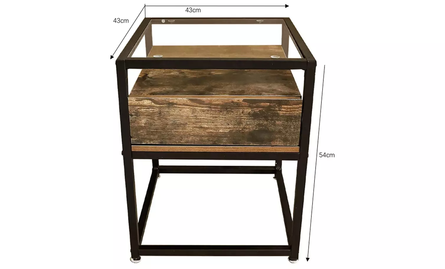 Table basse carrée de 43 x 43 cm avec tiroir et plateau en verre de la marque Selsey, livraison offerte - Image 5
