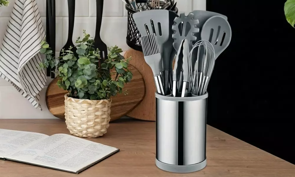 Set de 12 ustensiles de cuisine en silicone avec support