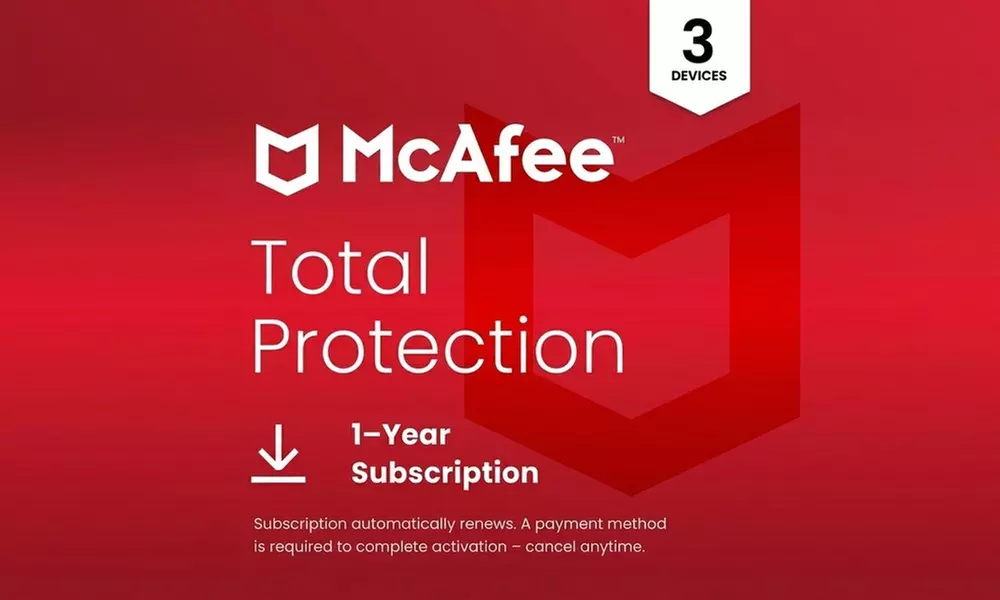 McAfee Total Protection 2026: 1, 3 or 5 Devices with Auto Renewal