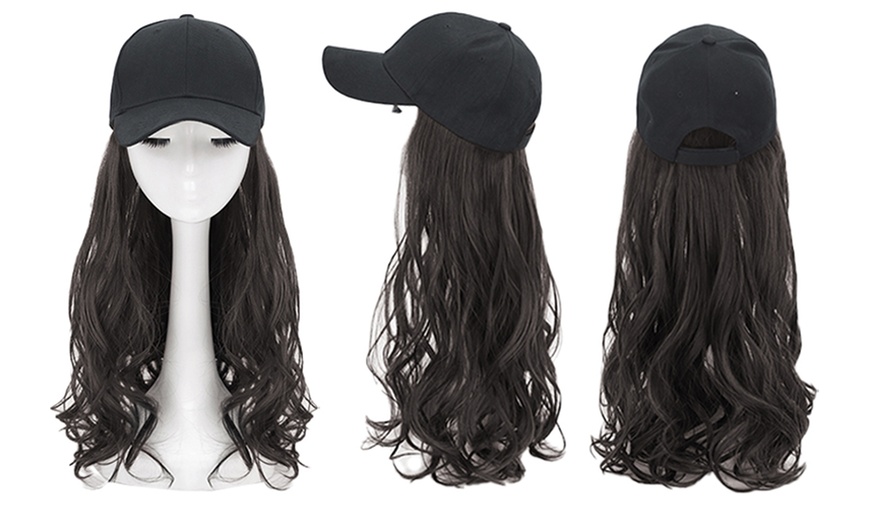 Image 3: Curly Long Wig Baseball Cap