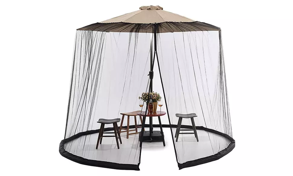 7.5-11ft Patio Umbrella Protective Mosquito Bug Net Screen w/ Zipper Closure